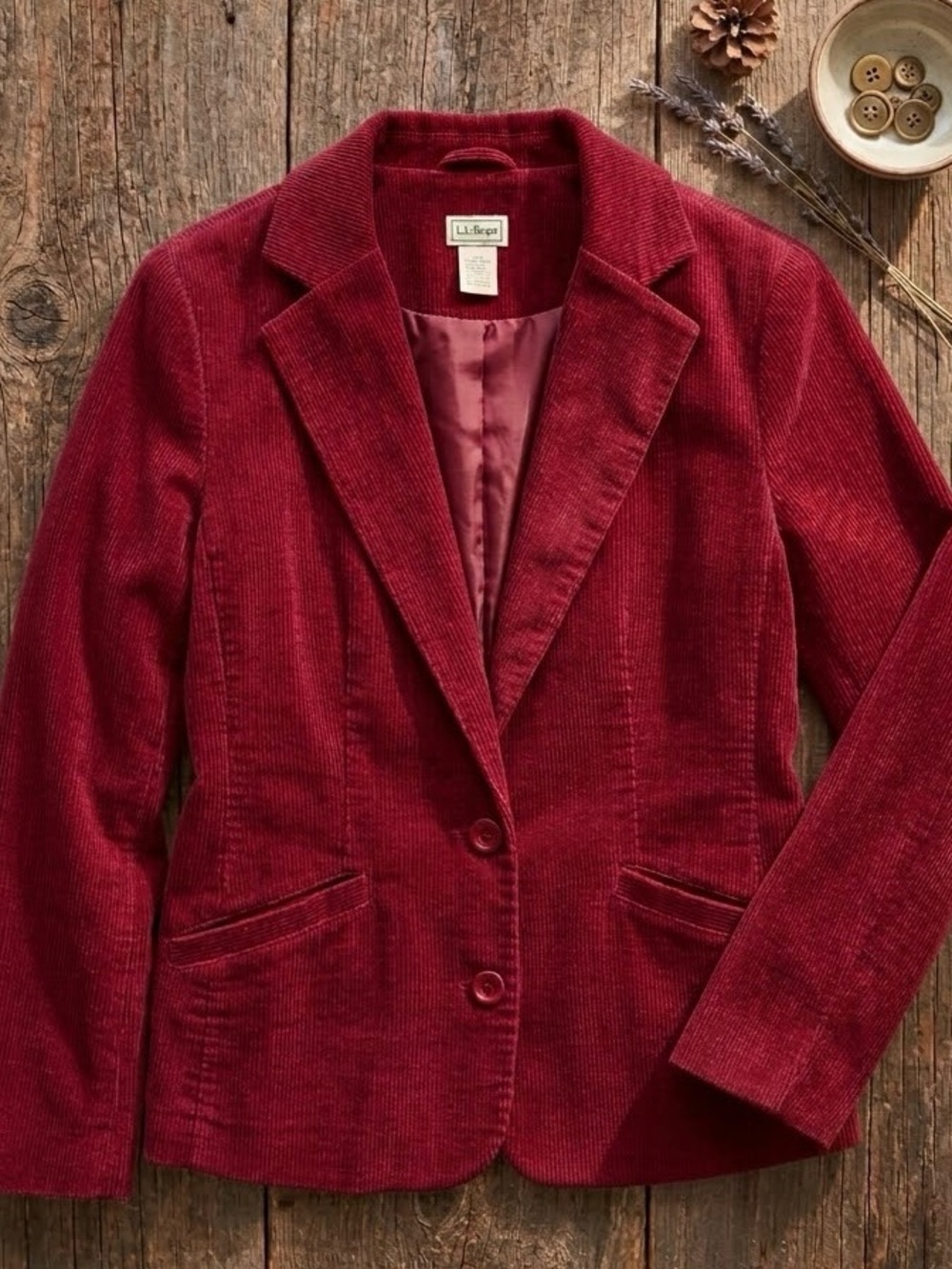 L.L. Bean Women's Burgundy Corduroy Blazer